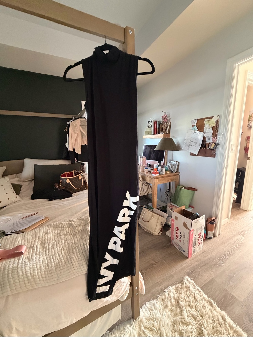 IVY PARK Black Sleeveless Maxi Dress with White Logo Tag